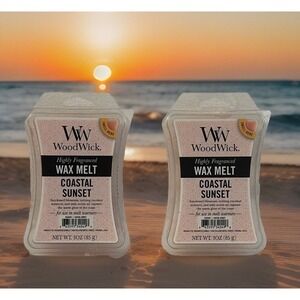 Yankee Candle WoodWick COASTAL SUNSET Fragrance Wax‎ Warmer Melts 2 Pack